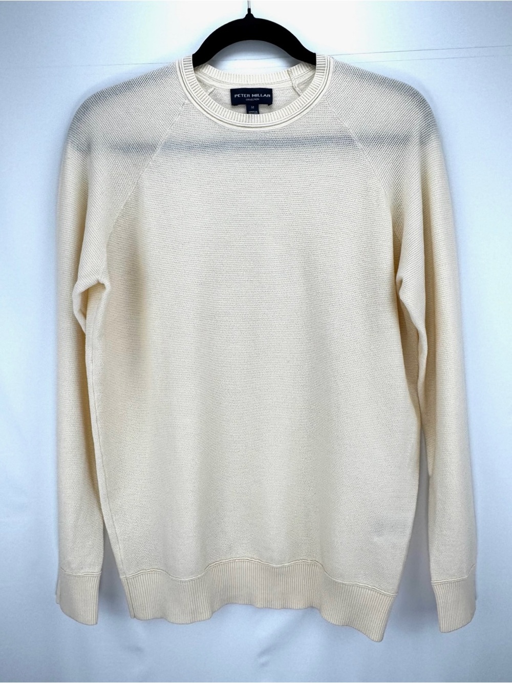 Peter Millar Men's Ivory Excursionist Flex Wool Crewneck Sweater